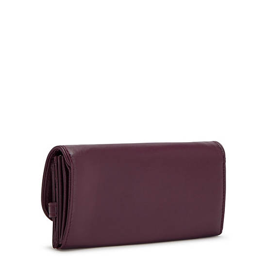 Kipling Money Land Metallic Snap Wallets Burgundy Lacquer | AU 1786YX